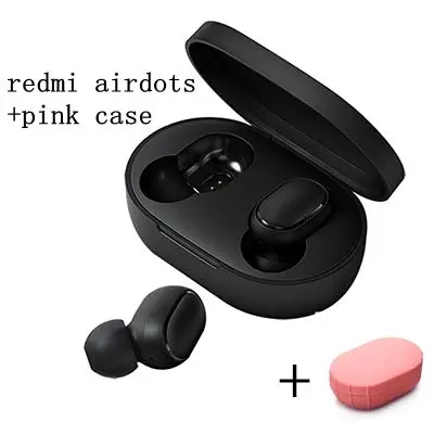 Add pink case Беспроводные bluetooth-наушники Xiaomi Redmi Airdots TWS, водонепроницаемые, в уши, стерео, басы, наушники BT 5,0 AI, управление громкой связью, наушники - Цвет: Add pink case