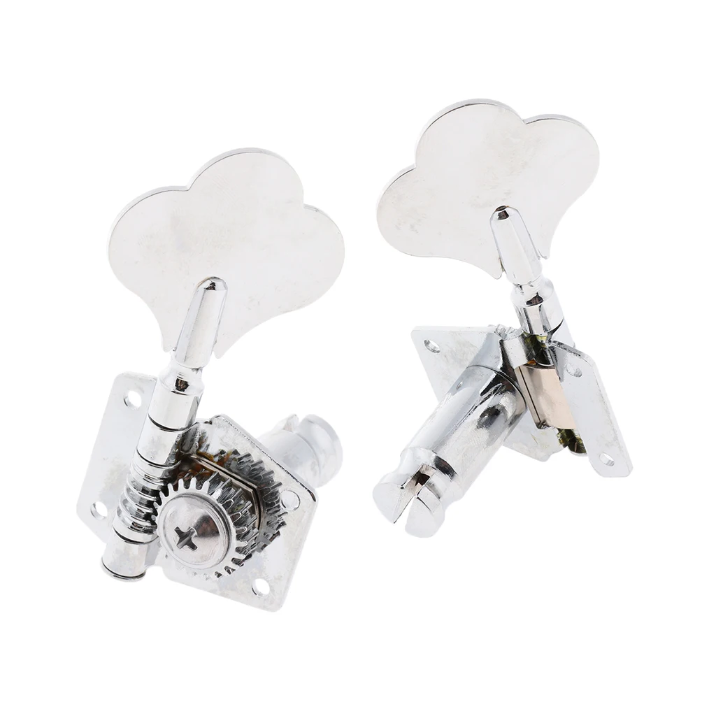 4 PCS 4R Metal String Tuning Pegs Machine Heads Tuner w/ Mounting Screws & Ferrules for Electric Bass 