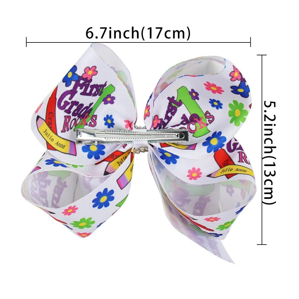 Ncmama BACK TO SCHOOL " карандаш с принтом банты для волос для девочек с клипсами Grosgrain ленты Стразы узел шпильки детские головные уборы