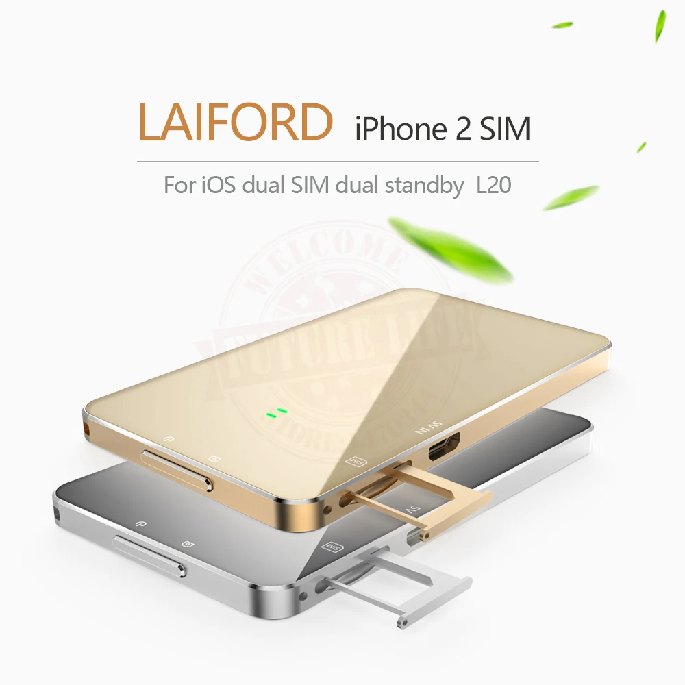 

Ultra Thin Dual 2 Sim Dual Standby Bluetooth Extend SIM Adapter L20 LAIFORD No Jailbreak For iPhone/ iPod 6th iOS 10.3.3