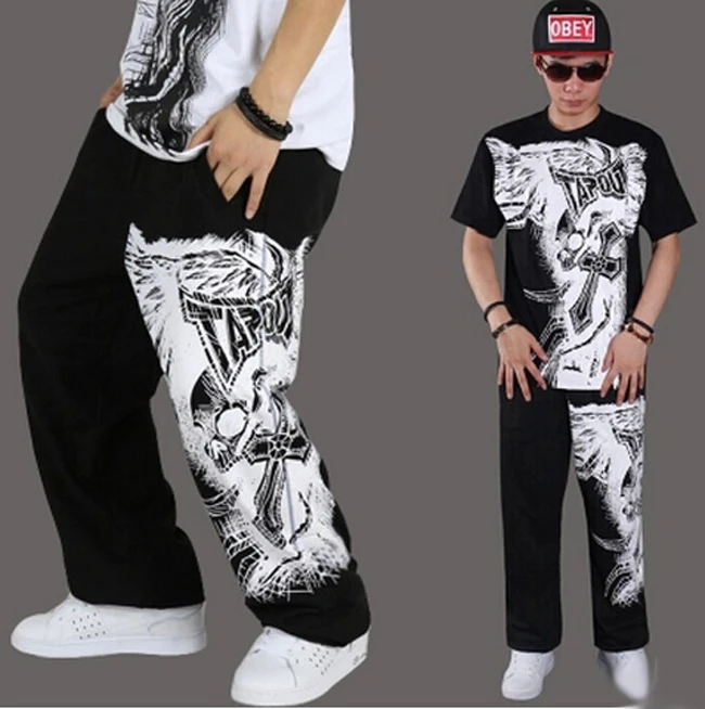 

HOT hip hop dance Sweatpants Mens Trousers Loose Pants Streetwear Skate Color Black/Grey