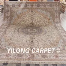 Yilong 9'x12' персидские ковры ручной вязки турецкий медальон шелковые ковры(LH167A9x12