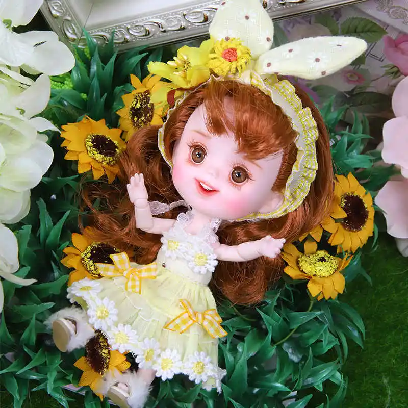 1/12 BJD кукла 26 шарнирное тело 14 см мини кукла DODO ob11 кукла с экипировкой обувь куклы с макияжем и коробкой Набор подарочных игрушек - Цвет: sunflower