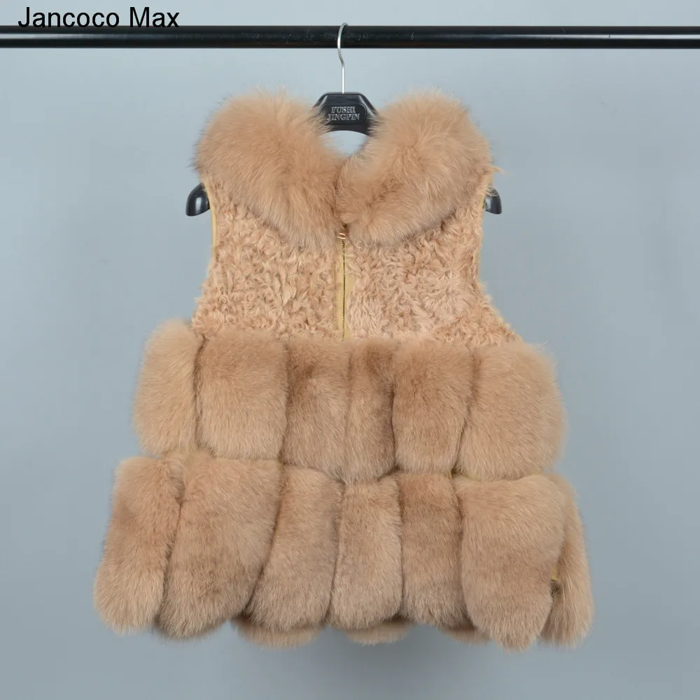 Jancoco Max 2019 реальные жилеты из лисьего меха женская мода ягненка Мех животных жилет