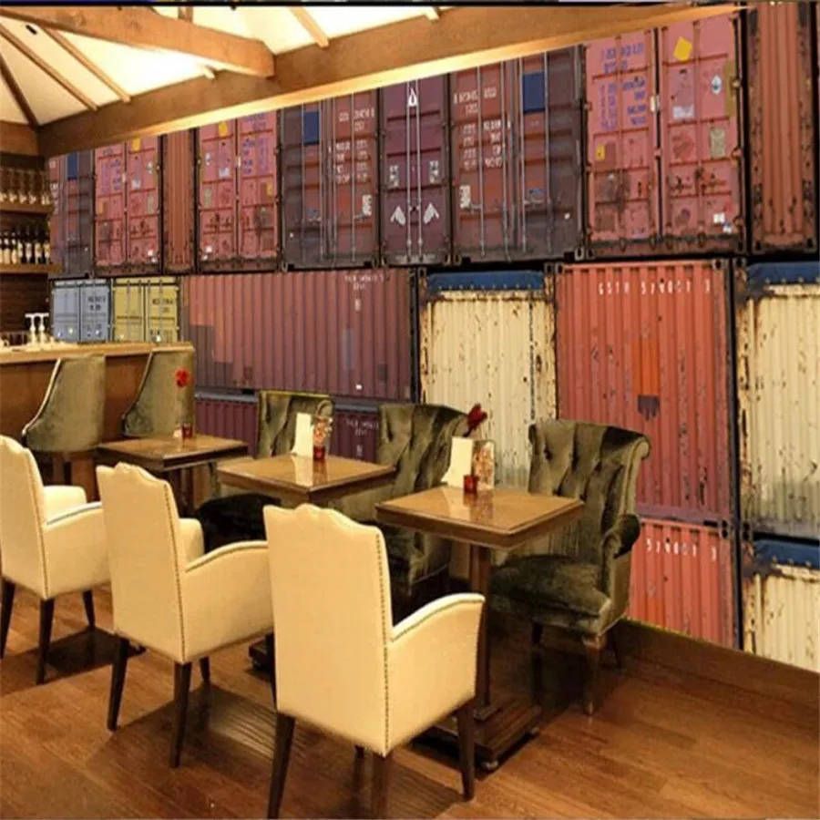 

Custom 3d wallpaper large retro papel de parede mural car container mural TV background wall living room restaurant 3d wallpaper