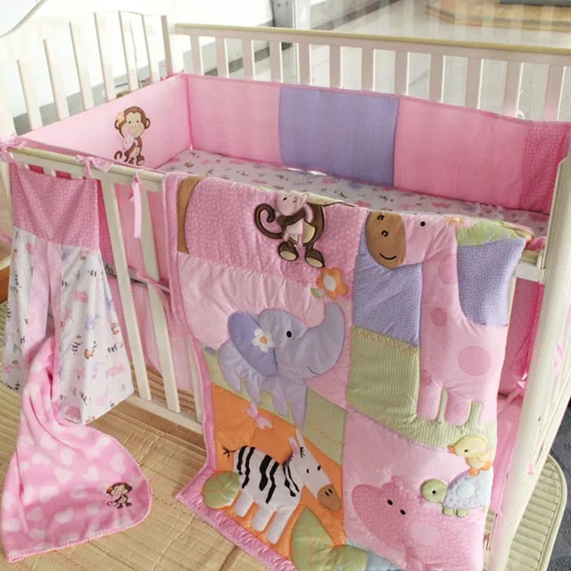 Zebra giraffe monkey hippopotamus Girl Baby Bedding Sets 9