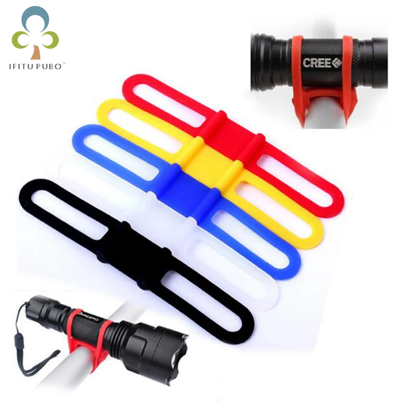 4pcs /packs High Strength Silicone Phone Cycling Torch Flashlight Holder Bike Bicycle Light Straps Flexible Light Holder Mount