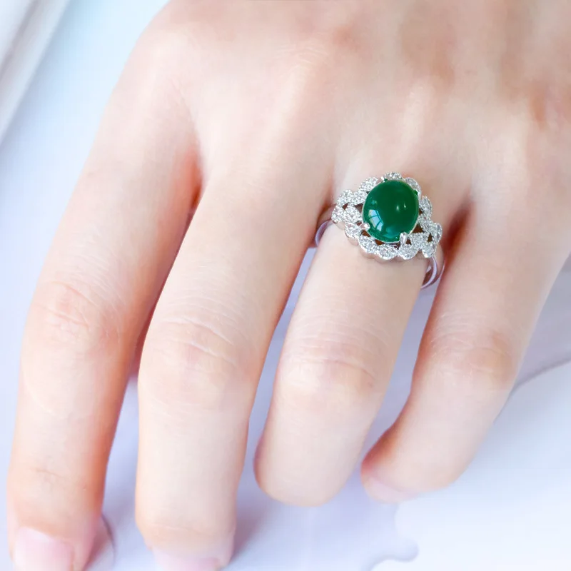 

Huitan Vintage Ring Geometric Cocktail Party Ring With Green Stone Prong Setting Retro Engagement Wedding Ring Wholesale