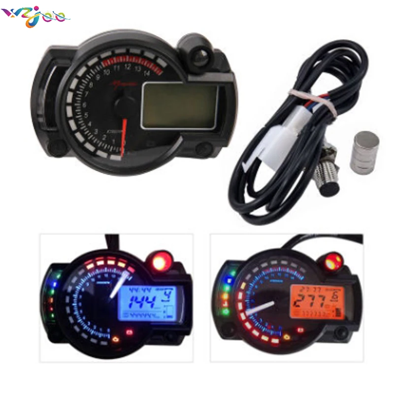 

wzjoo 12V Universal Backlight LCD Digital Motorcycle Speedometer Tachometer Odometer Oil Level Gauge