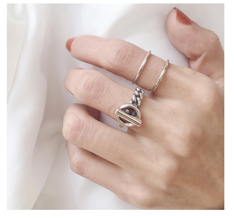 Ф. И. Н. С. 925 пробы серебряные Простые двухслойные Глянцевые Кольца для женщин кольцо на палец серебро 925 украшение Хорошее ювелирное изделие