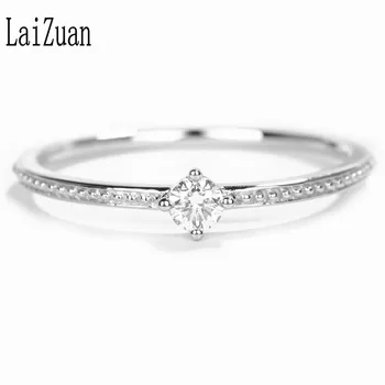 

LaiZuan Solid 14K White Gold VVS/DEF Color Lab Grown Diamond Engagement Wedding Ring 0.1CT Moissanite Ring Women Jewelry Gift