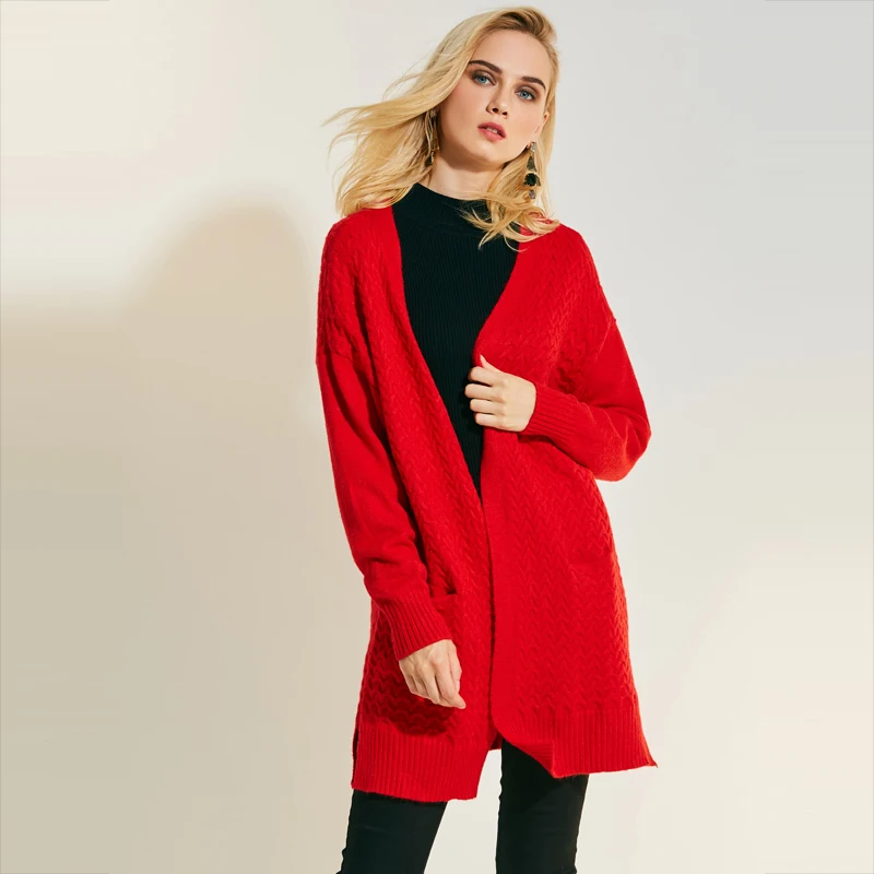 Young17 Autumn Sweater Women 2018 Red Yellow Long Sleeve