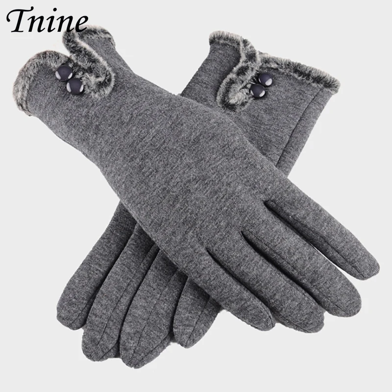 Womens Button Gloves Winter Warm Thicken Thermal Gloves For Women