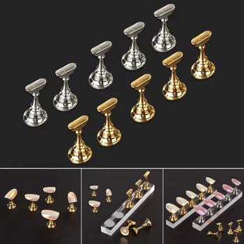 

10 Pcs False Nail Tips Display Stand Holder Set Magnetic Showing Shelf Practice Nail Tools KG66