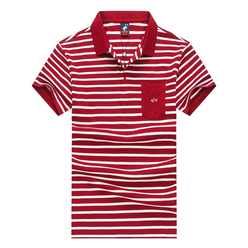 Мужская рубашка поло TACE & SHARK Повседневная в полоску с вышивкой 2018|casual polo shirt|brand