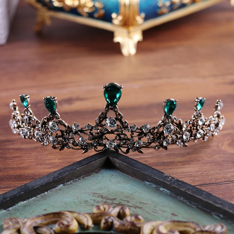 

copper green crystal elegant bridal crown coroa de noiva boutique brides headwear wedding hair jewelry