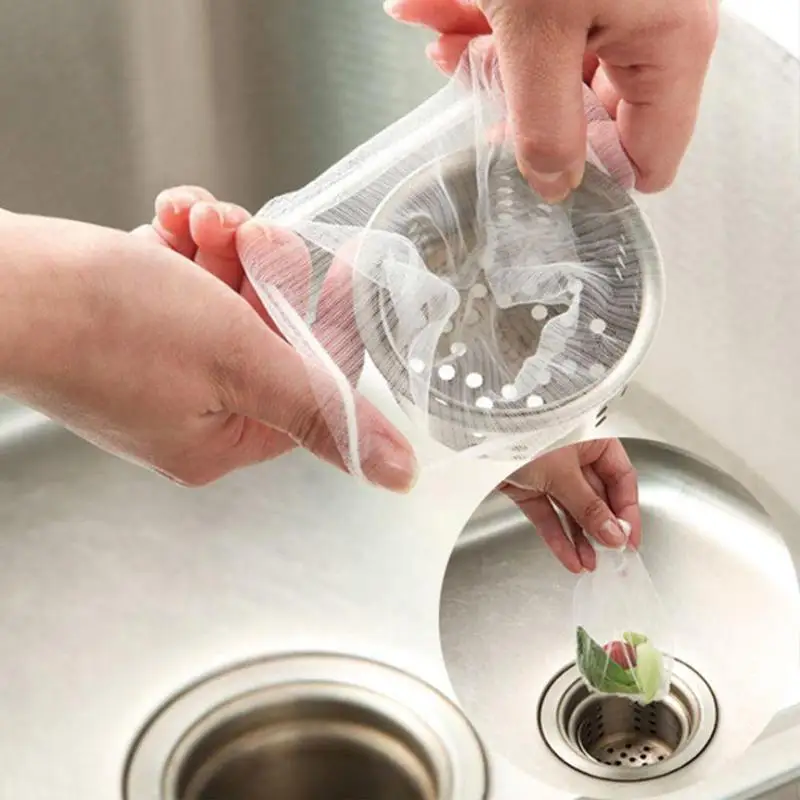 Best 10Pcs Kitchen Bathroom Mesh Bag Net Strainer Reusable Hair Prevent Sink Colanders Strainers Tools Shower Drain Cover Net