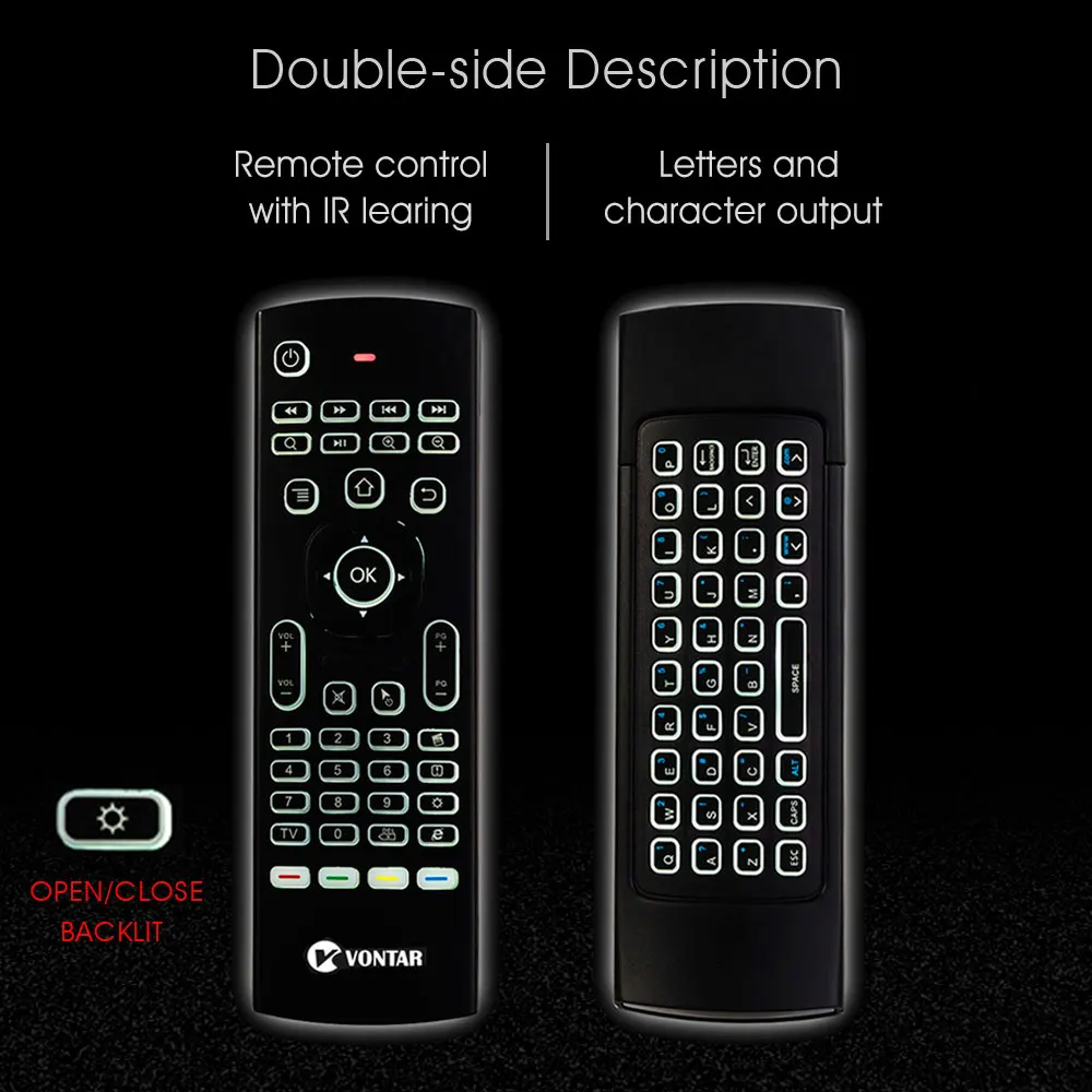 Backlit ar Mouse Voz Inteligente Controle Remoto Mx3 Pro 2.4g Teclado sem Fio Giroscópio ir para Android Caixa de tv t9 X96 Mini H96 Max Mx3 - Imagem 3