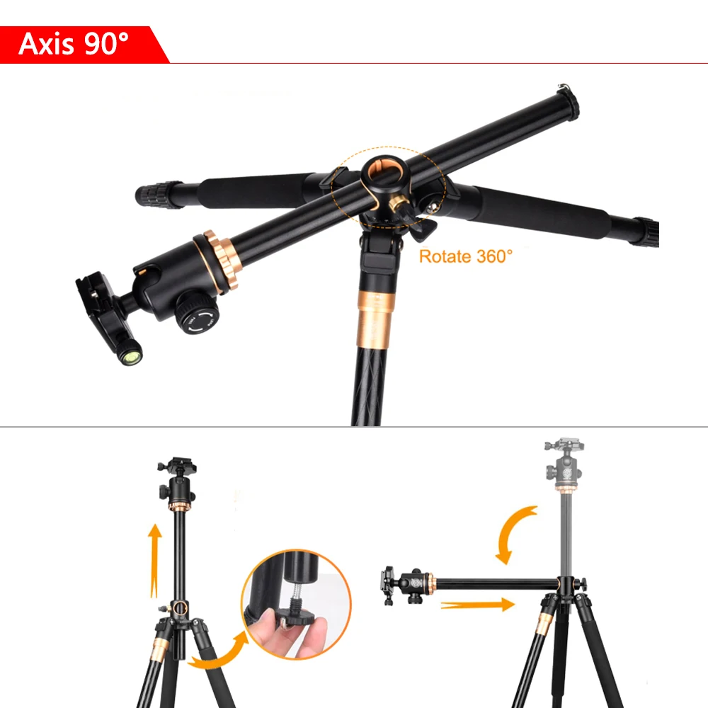  TRAVOR Stand Professional Portable Camera Tripod 61 inch Portable Travel Trip System Horizontal Tri