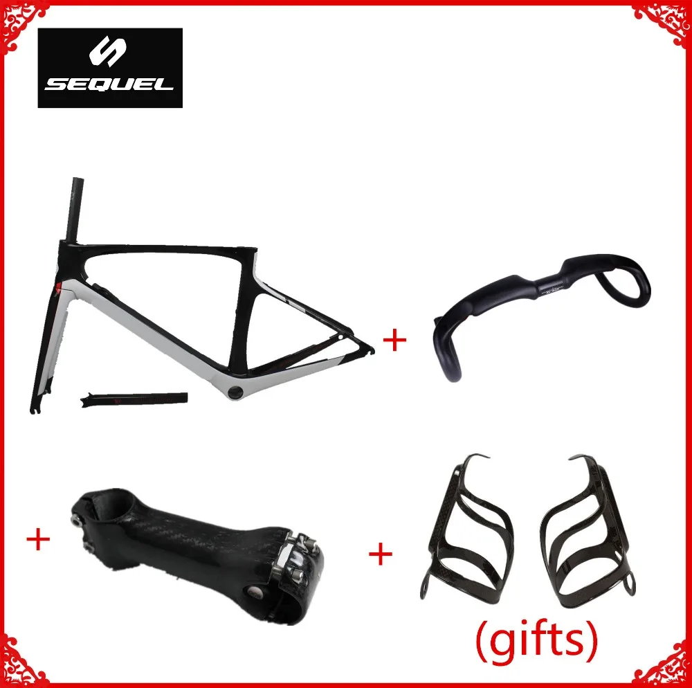 

cadre carbone route 2017 T1100 frameset+handlebar+stem+bottle cages chinese carbon frames road bike carbon frame custom designs