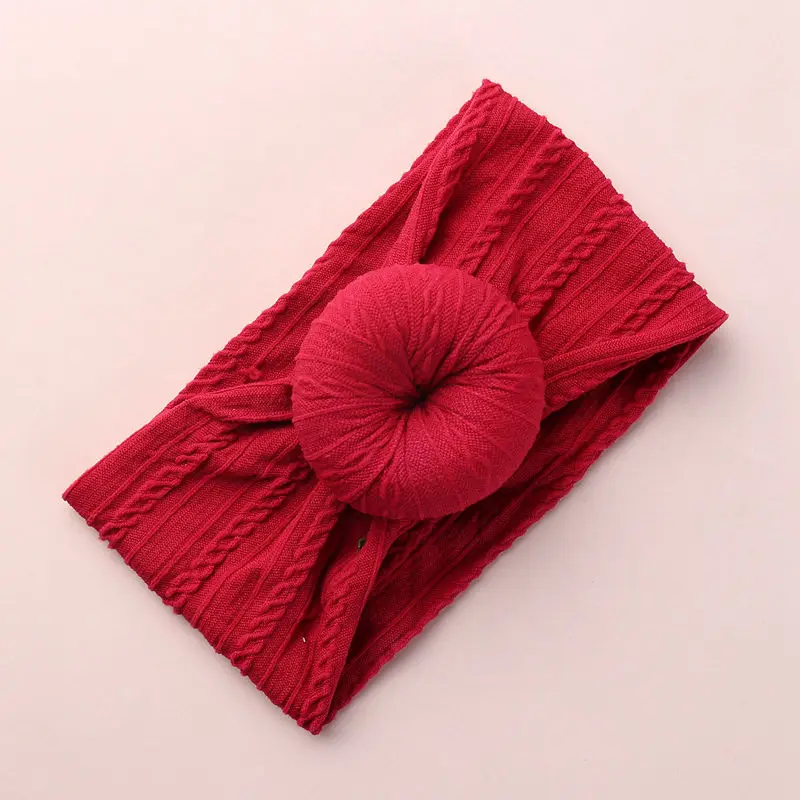 Детские повязки на голову для девочек, нейлоновые круглые повязки с узелком, один размер, подходит для всех, повязки на голову, подарок на день рождения ребенка HB328D - Цвет: 23 Dark red
