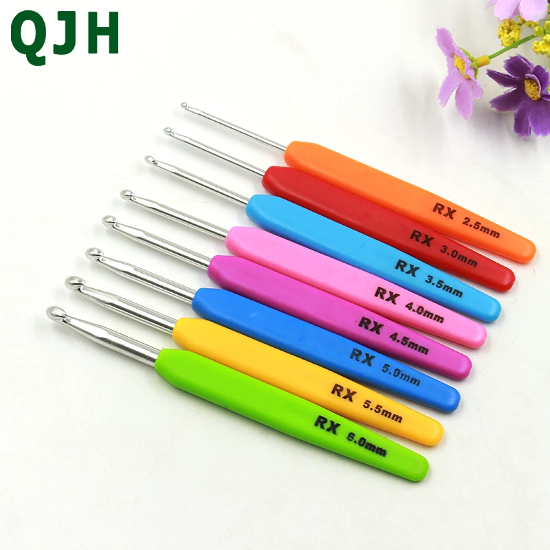 

8pcs/set Plastic Handle Aluminum Crochet Hooks Knitting Needles Crafts Weaving Tool Knitting Needles Knit DIY Crafts For Women
