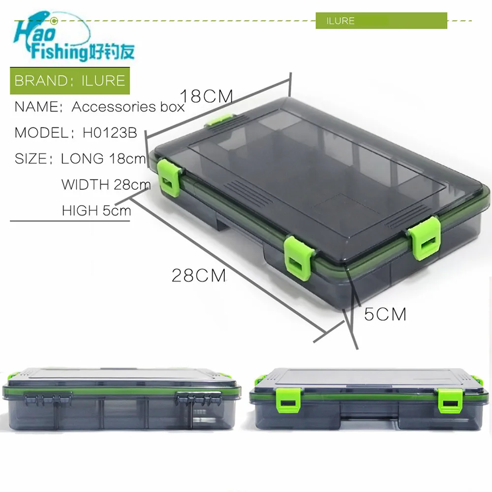Fishing Tackle Box 23*18*5cm / 28*18*5cm Multifunctional High Strength Plastic Fishing Lure Bait Hooks Tackle multi-Compartments