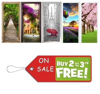 

Home Creative DIY Senery Door Stickers Telephone Booth Door Murals Decoration Large Sakura Saloon Wall Sticker Poster