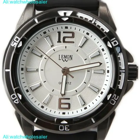 FW849D White Dial Black Watchcase Water Resist Silicone Black Band Fashion Watch