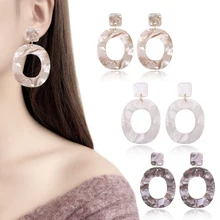 

Hot 3 Colors 1Pair Allergy Geometric Oval Earrings Acid Acrylic Resin Long Pendant Earring For Woman Girls Fashion Gifts