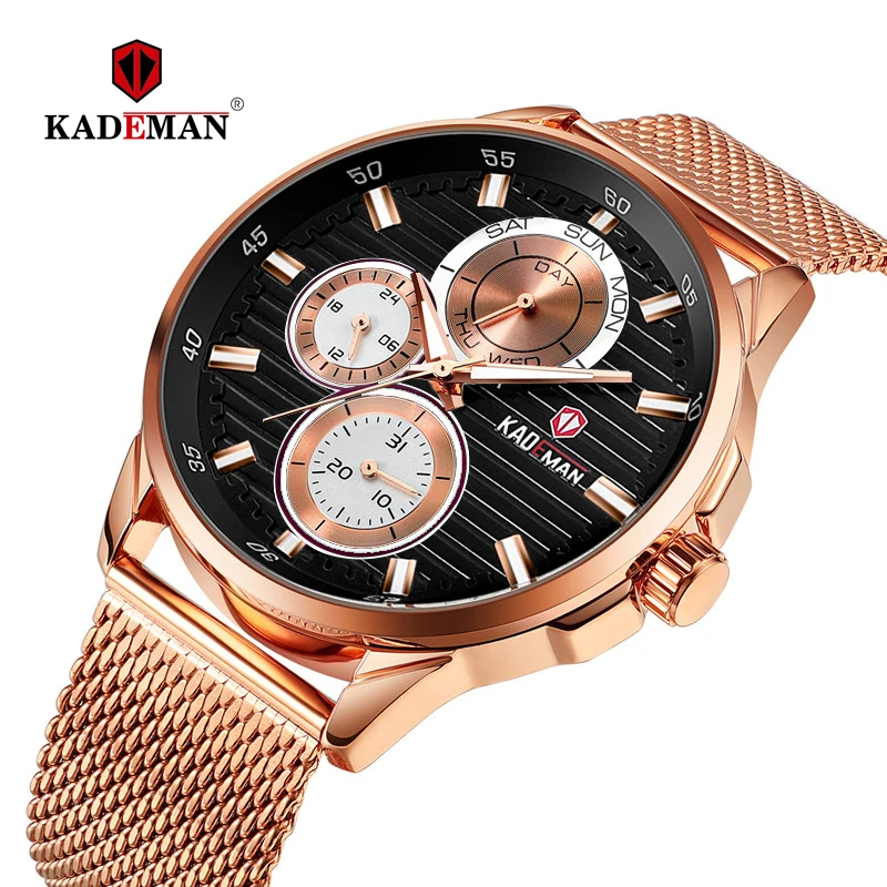 

KADEMAN Luxury Mens Watches Casual Business Male Waterproof Full Steel Mesh Belt Sport Wrist Brand Fashion Relogio Masculino