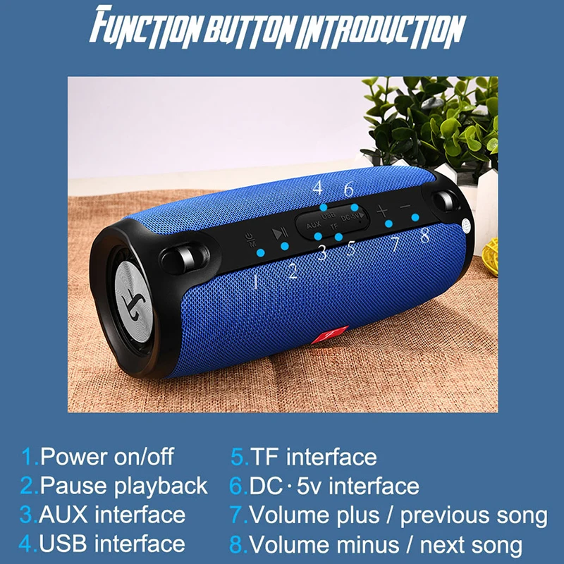 Bluetooth Колонка Беспроводная портативная звуковая коробка 20 Вт стерео сабвуфер fm