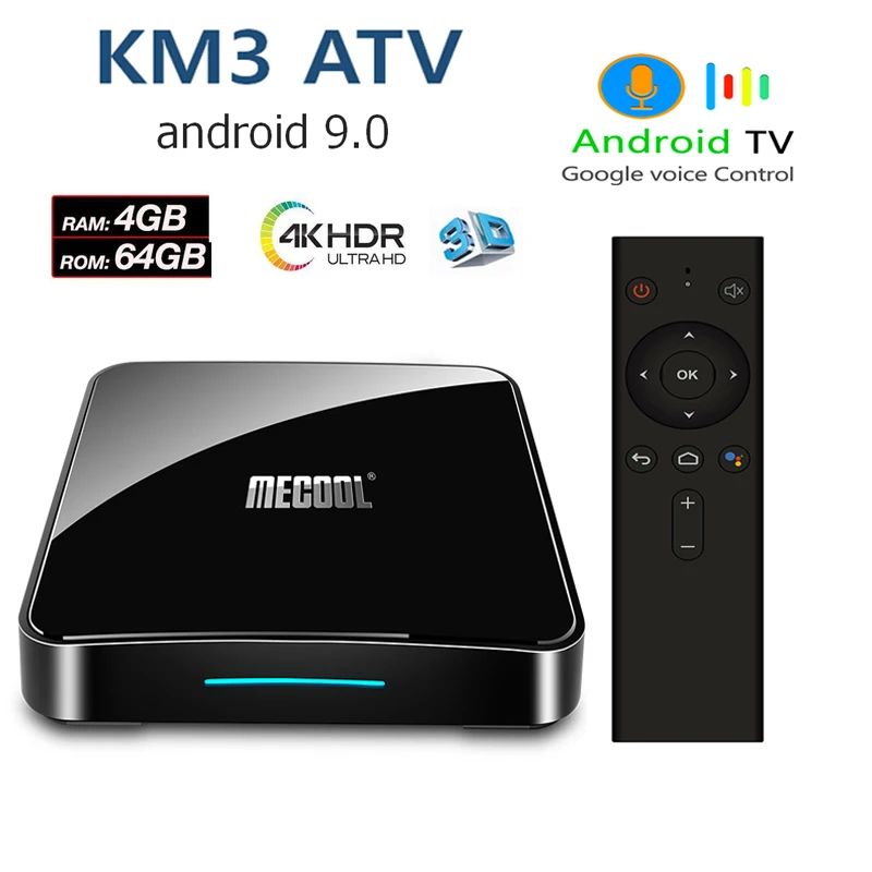 

KM3 ATV box android 9.0 4G LPDDR4 64G Flash BT4.1 4k 3D TV BOX KM3 Amlogic S905X2 2.4/5G Wifi goole Voice Control smart tv box