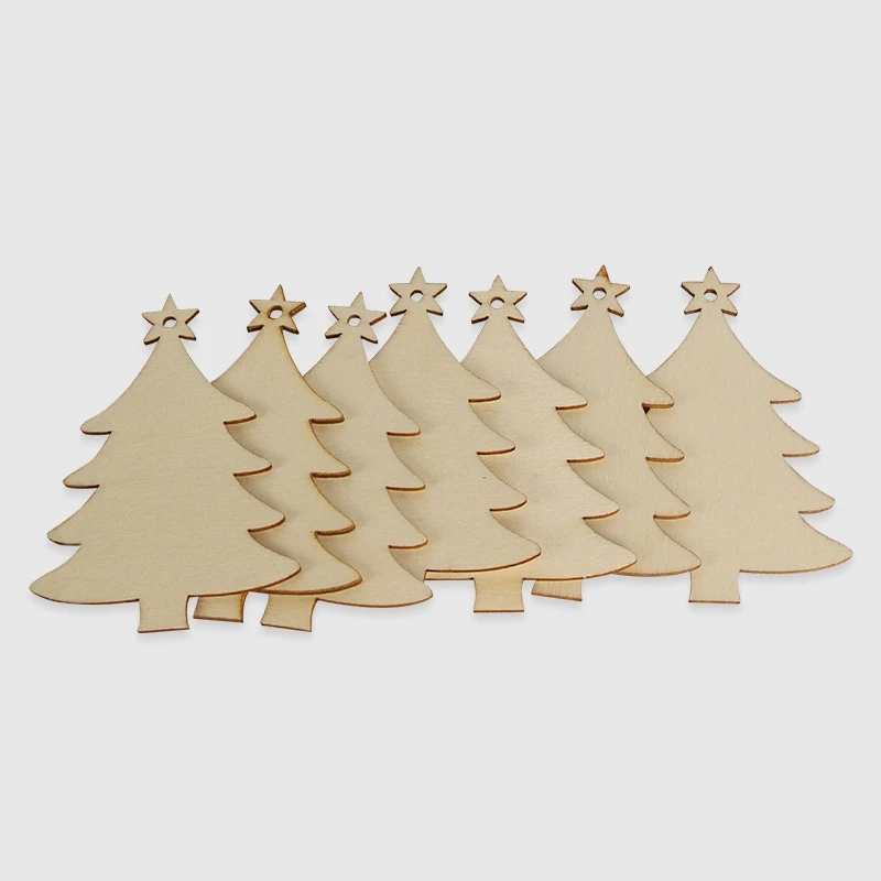 10 PCS Xmas Ornaments Christmas Wooden Pendants Decorations Christmas Gift#