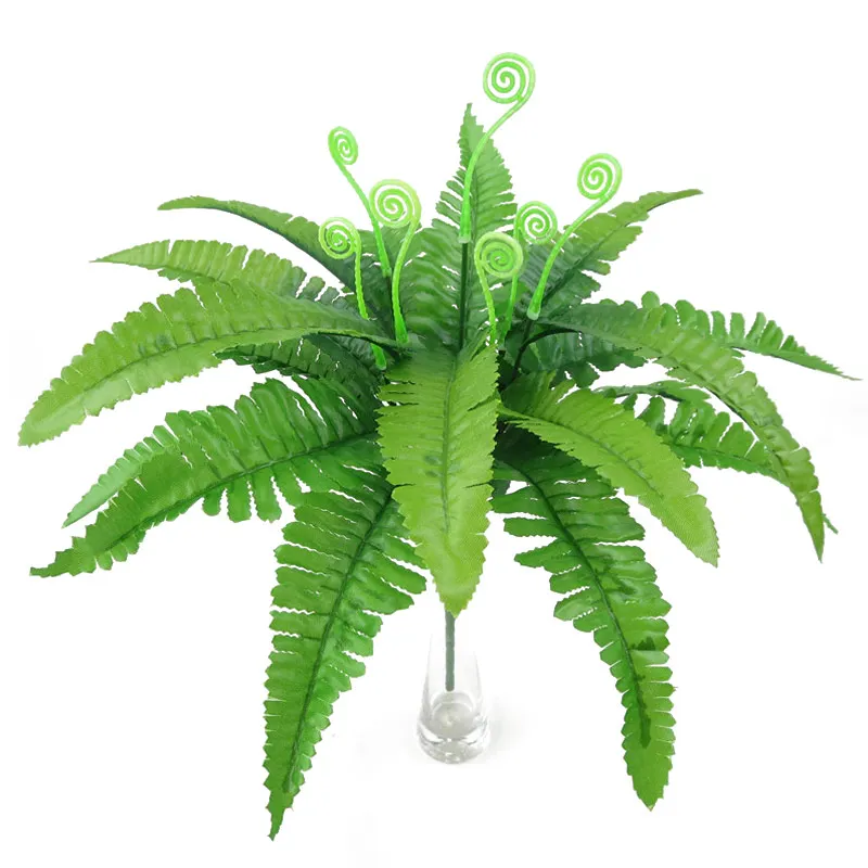 

7Forks Simulation Green Plant Plastic Fake Foliage Artificial Persian Grass Leaves Home Garden Decoration Ornament