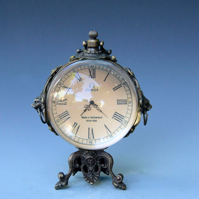 6*12cm Antique Old Goods Old Stuff Brass Crystal Ball Mechanical Alarm Clock Clock Home