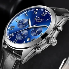 2018 NEW Fashion Casual LIGE Brand Waterproof Quartz Watch Men Military Leather Sport Watches Man Clock Relogio Masculino reloj