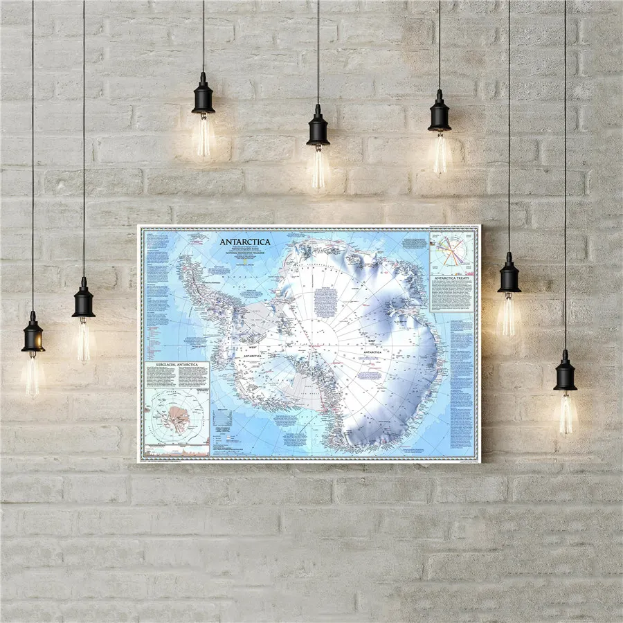 

Exquisite Antarctic Map Geography Clear Lines And Descriptions Canvas Wall Sticker Home Decor Learning Education Print Poster