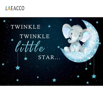 

Laeacco Moon Elephant Baby Shower Photography Backdrops Customized Party Decoration Photographic Backgrounds For Photo Studio