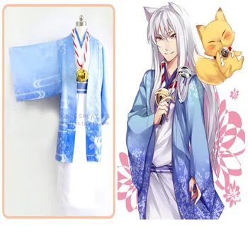 

Full set Kokkuri-san kimono bathrobe Cosplay haloween Costume for women anime harajuku vestidos disfraces 3 in 1