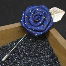 UALGL Fashion Handmade Fabric Lapel Pins Flower Brooches For Men Wedding Suit Decoration Shirt Jewelry Women
