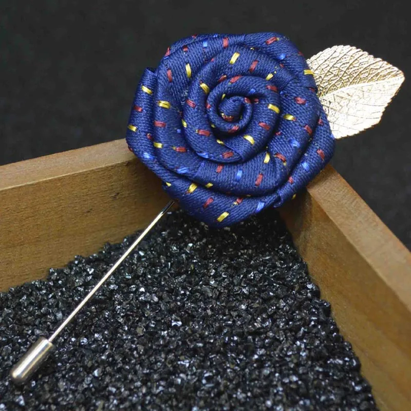 UALGL font b Fashion b font Handmade Fabric Lapel Pins Flower Brooches For Men Wedding Suit