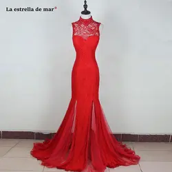 Ла звезда mar vestido madrinha 2019 Новый высокая шея кружевная обувь с украшением в виде кристаллов сексуальное вечернее платье из шифона Русалка из