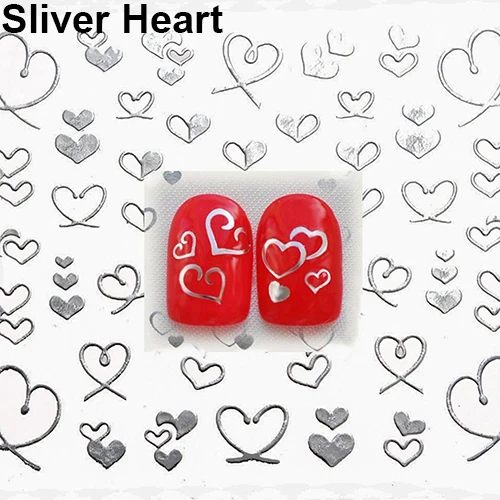 3D золотой бант сердце ногтей советы DIY металлический декор из сплава штифты, заклепки наклейки маникюр украшения модный стиль - Цвет: Sliver Heart