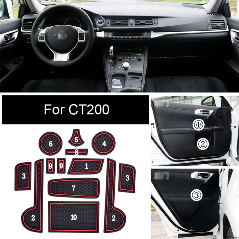 

Non-Slip High Quality Interior Soft Rubber Cup Holder Pad Door Panel Mats For Lexus CT200H