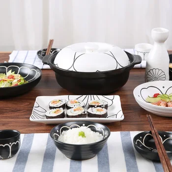 

Japanese cutlery sets Dishes Creative pottery bowl dishes Family rice bowls