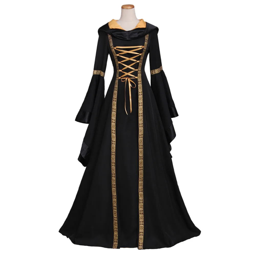 Riou Abito Gotico Donna Vestito Steampunk Manica Lunga Costume Rinascimento  Strega Abito Medievale Trasparente Vintage Pullover Lungo Carnevale Pizzo  Costume Abbigliamento specifico Costumi e accessori berjaya.edu.my