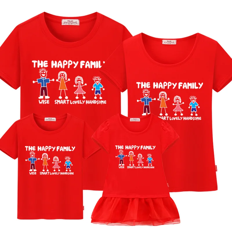 

2016 summer Family matching clothes mother daughter dresses clothes mother son outfits casual short-sleeve T-shirt family look