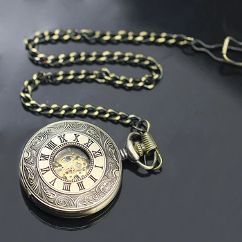 

Unisex Vintage Hollow Carved Roman Numerals Case Mechanical Pocket Watch Gift