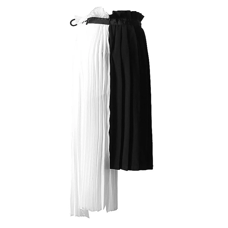 GETSRING Женская юбка нерегулярные цвет соответствия шифон лоскутное плиссированные юбки асимметрия бинты Летние женские пикантные